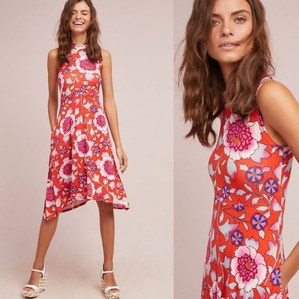 Anthropologie Maeve Cleary high neck floral dress